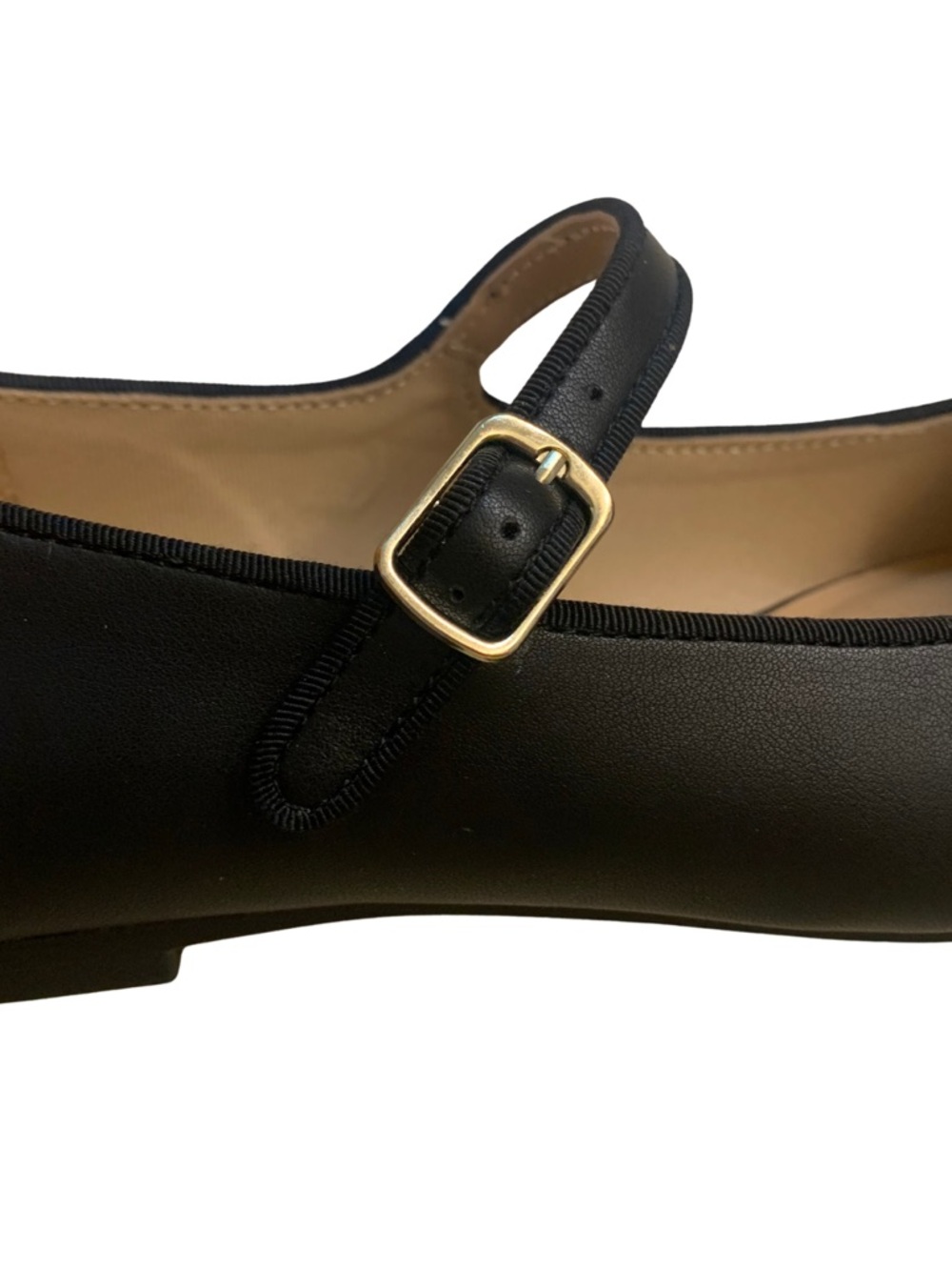 Black Faux Leather Mary Jane Ballet Flats Adjustable Strap Minimalist Preppy 8.5 - Picture 5 of 10